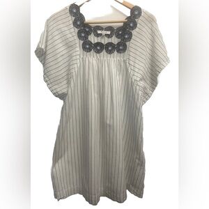 Madewell Embroidered Butterfly Dress Size XXS Oversized Fit Stripes Beach Boho